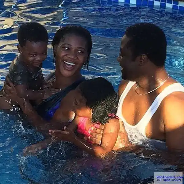 Photos: Mercy Johnson swims with her husband & kids 